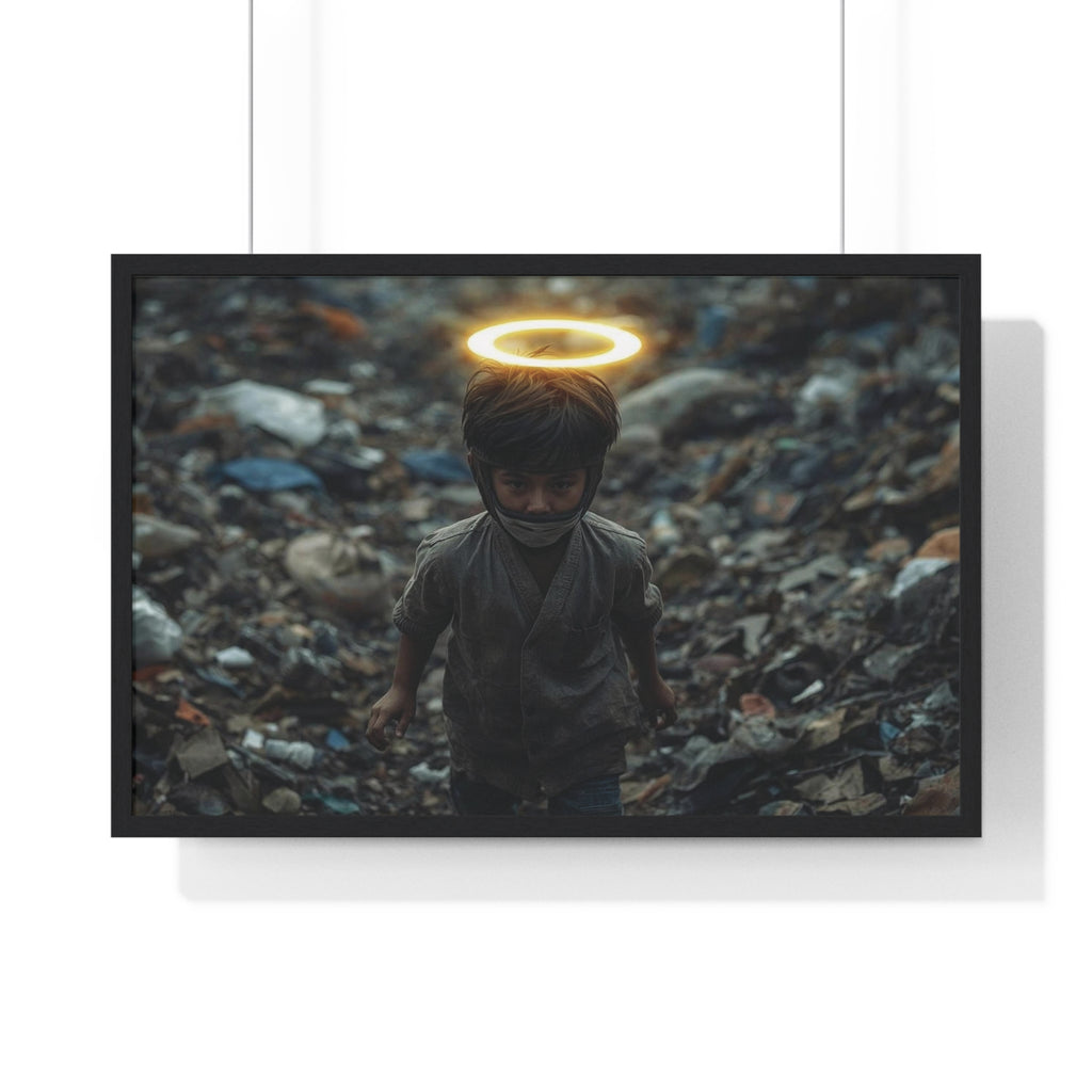 'Little Angel' Framed Poster — Child Photo Print with Halo