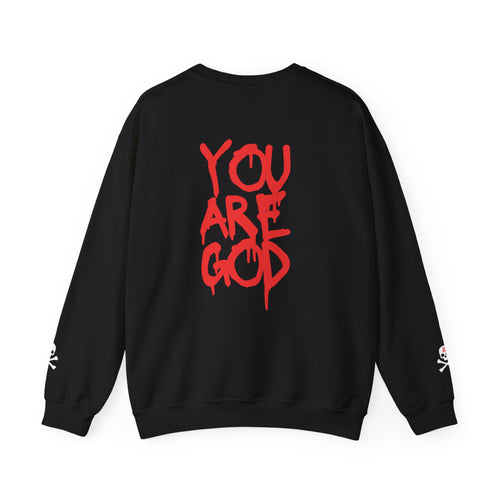 Black Jaguar Framed Art Sweatshirt — "YOU ARE GOD" Red Back