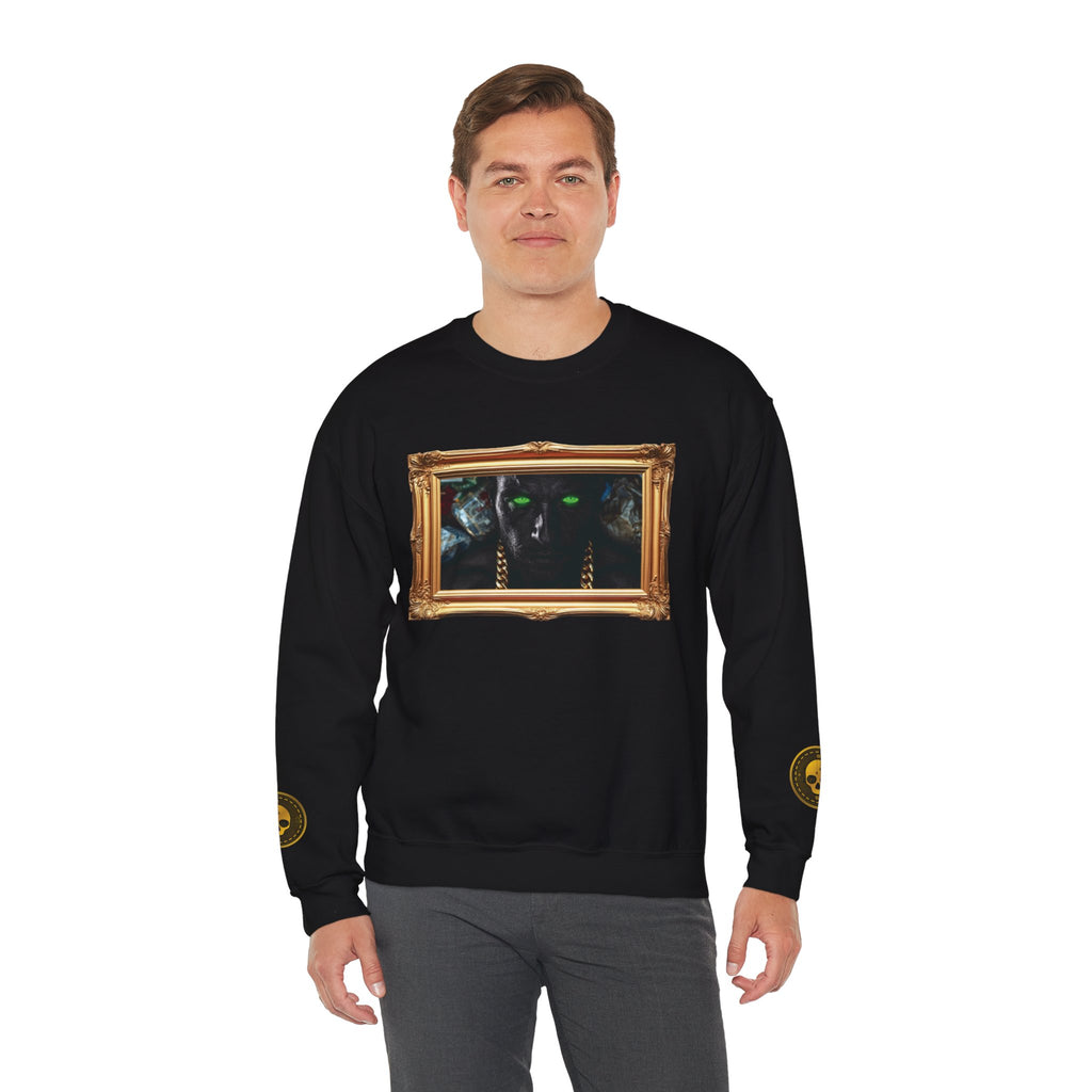 Gothic Framed Unisex Sweatshirt with 'YOU ARE GOD' Red Graffiti