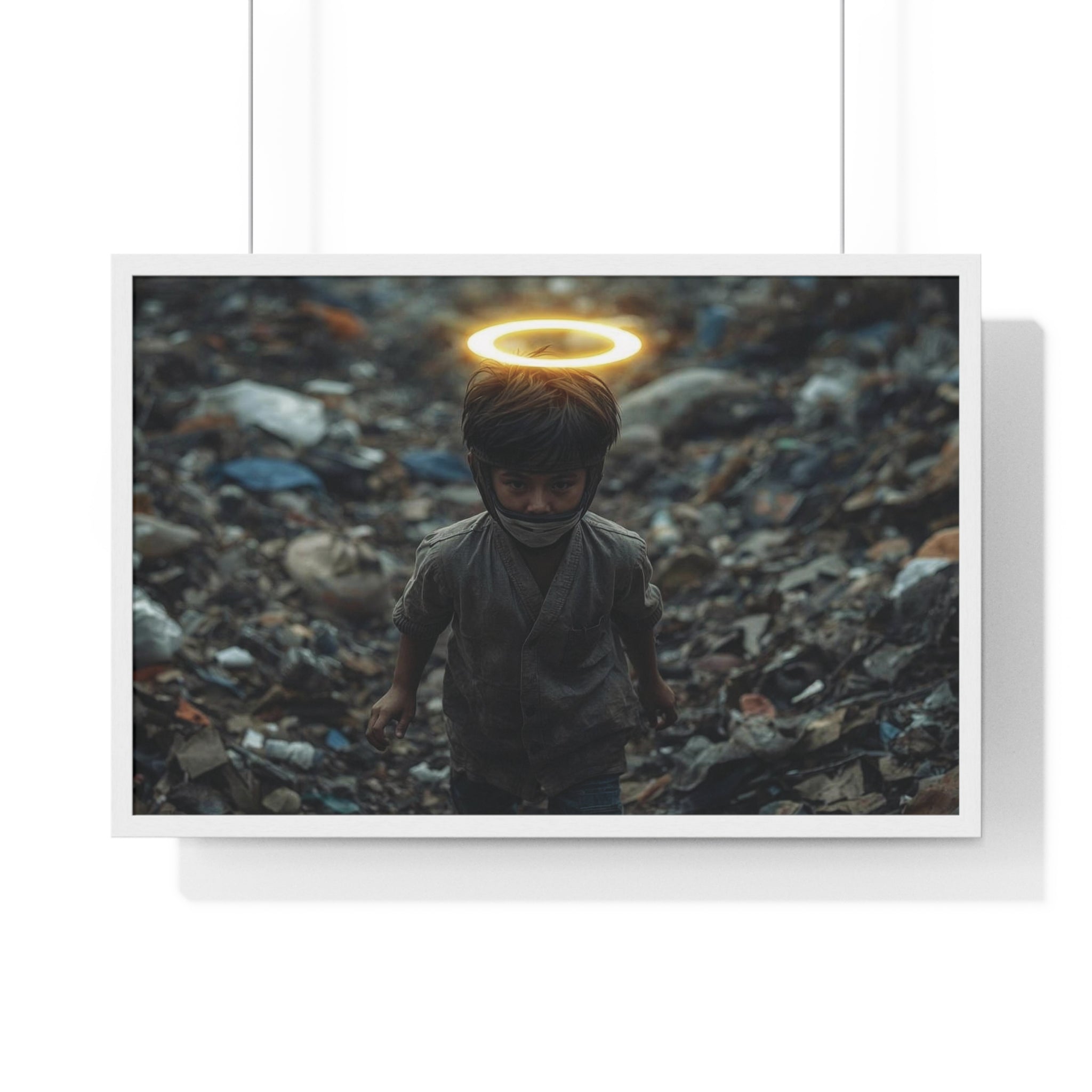 'Little Angel' Framed Poster — Child Photo Print with Halo