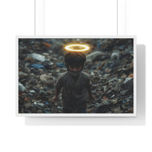 'Little Angel' Framed Poster — Child Photo Print with Halo