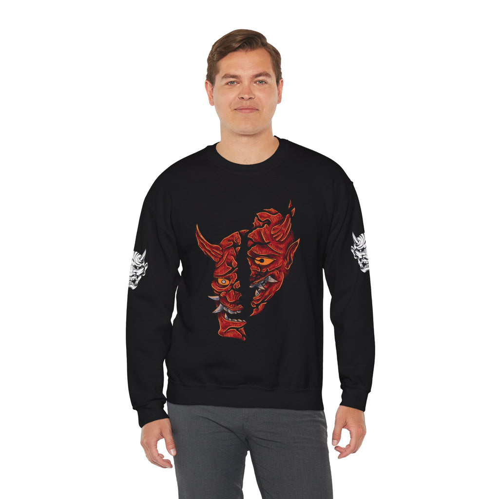 Red Oni Mask Crewneck — Bushido Values: Rectitude • Courage • Honor