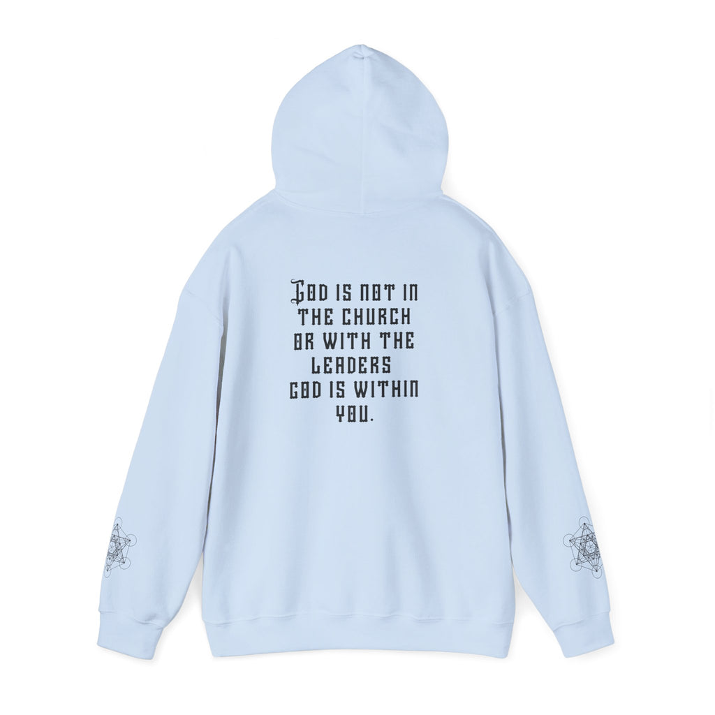 Black Yaguar Hoodie — Spiritual Quote Pullover: “God is not in the church…”
