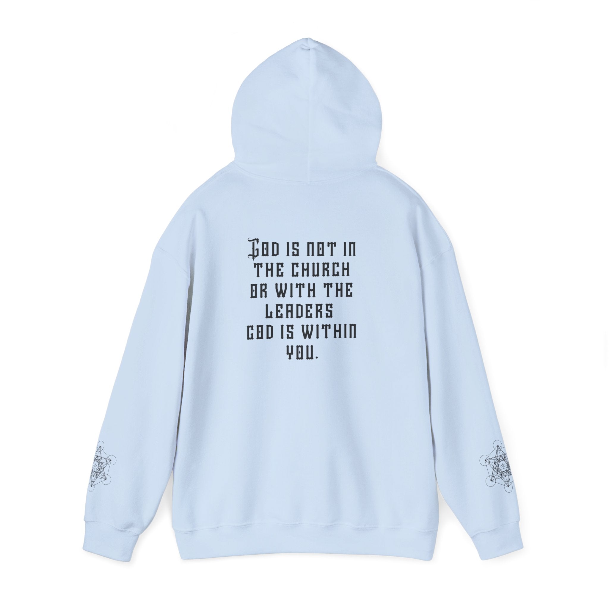 Black Yaguar Hoodie — Spiritual Quote Pullover: “God is not in the church…”
