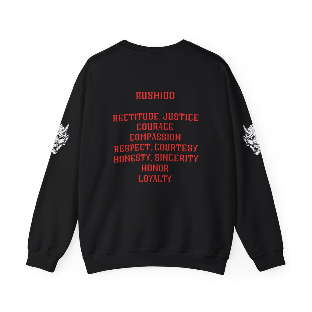 Red Oni Mask Crewneck — Bushido Values: Rectitude • Courage • Honor