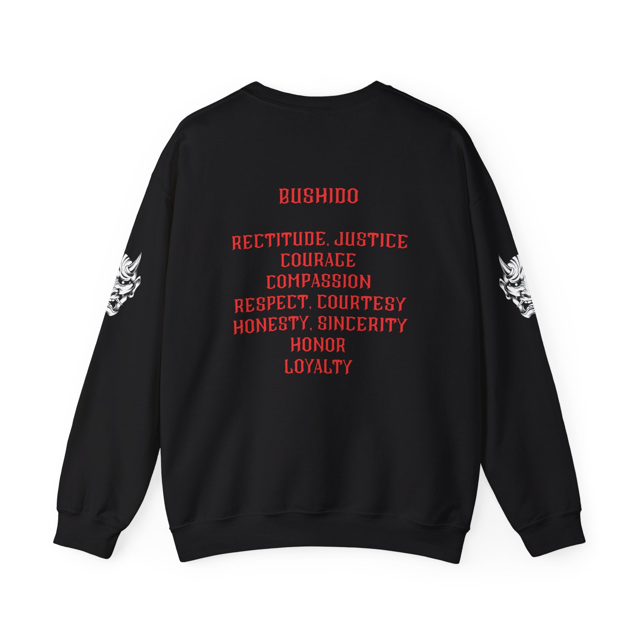 Red Oni Mask Crewneck — Bushido Values: Rectitude • Courage • Honor