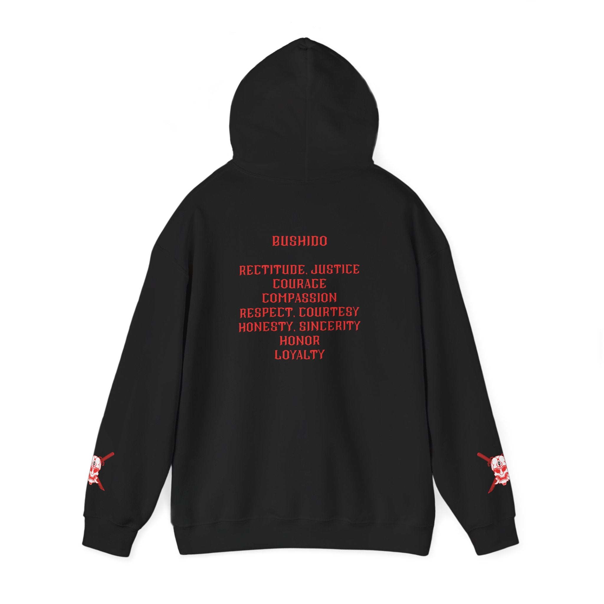 Bushido Hoodie — Samurai Values Pullover with 'Bushido' & Honor Traits
