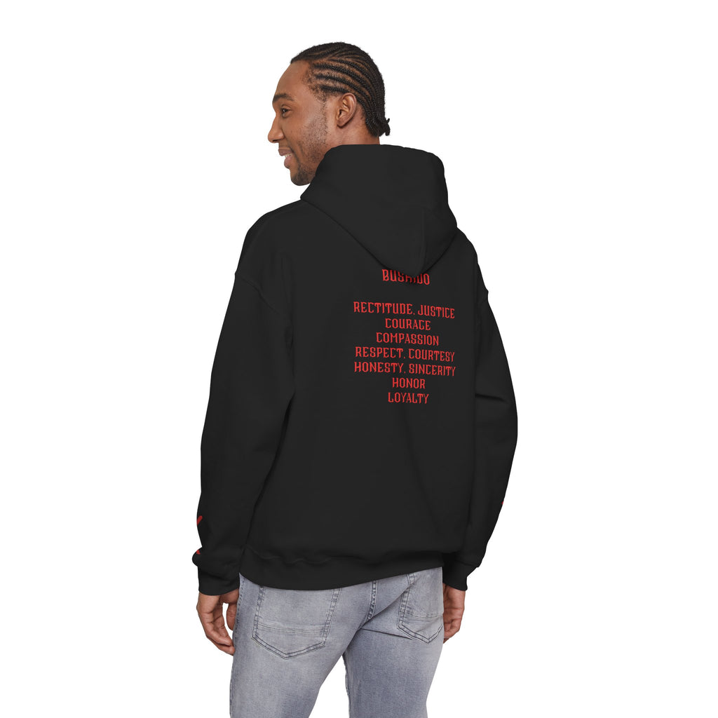 Bushido Hoodie — Samurai Values Pullover with 'Bushido' & Honor Traits