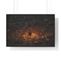 Framed Poster — Solitary Figure in Glowing Rubble (Horizontal)