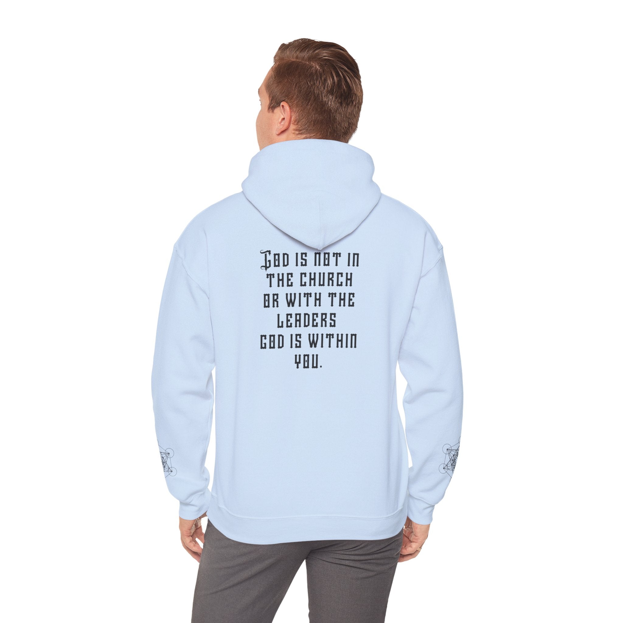 Black Yaguar Hoodie — Spiritual Quote Pullover: “God is not in the church…”