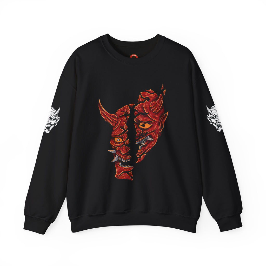Red Oni Mask Crewneck — Bushido Values: Rectitude • Courage • Honor