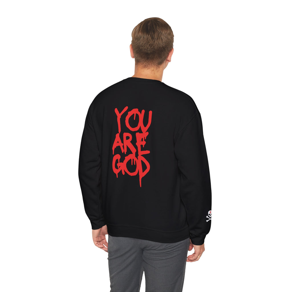 Black Jaguar Framed Art Sweatshirt — "YOU ARE GOD" Red Back