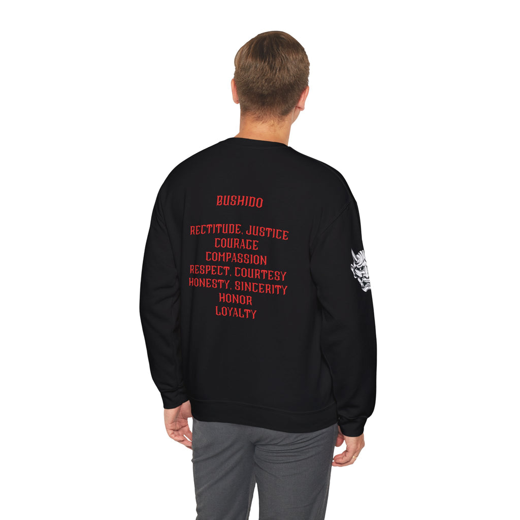 Red Oni Mask Crewneck — Bushido Values: Rectitude • Courage • Honor