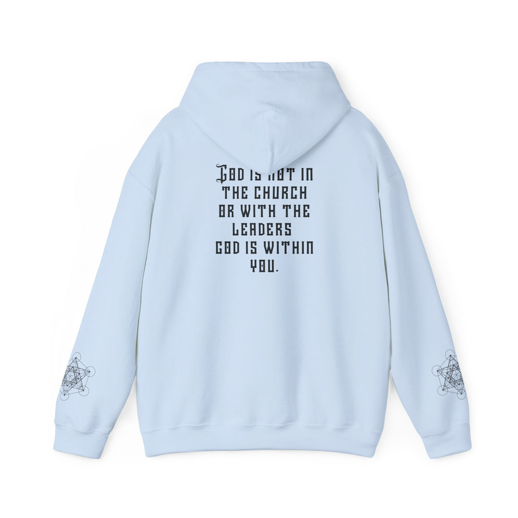 Black Yaguar Hoodie — Spiritual Quote Pullover: “God is not in the church…”