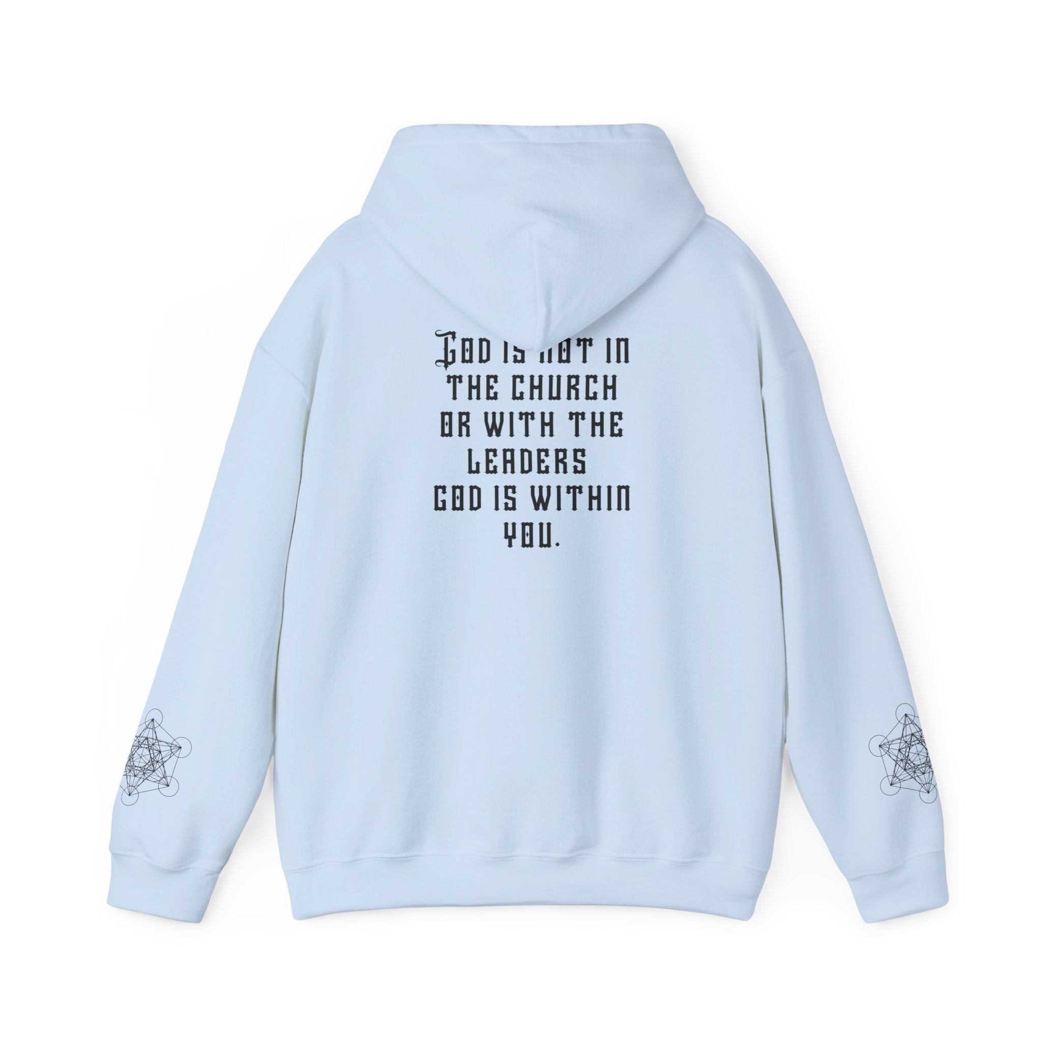 Black Yaguar Hoodie — Spiritual Quote Pullover: “God is not in the church…”